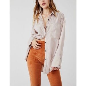 FREE PEOPLE Baby Cord Buttondown Champagne Dream M